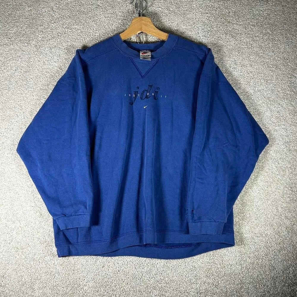 Women's vintage 90s Nike light blue just do it distressed crewneck Size M